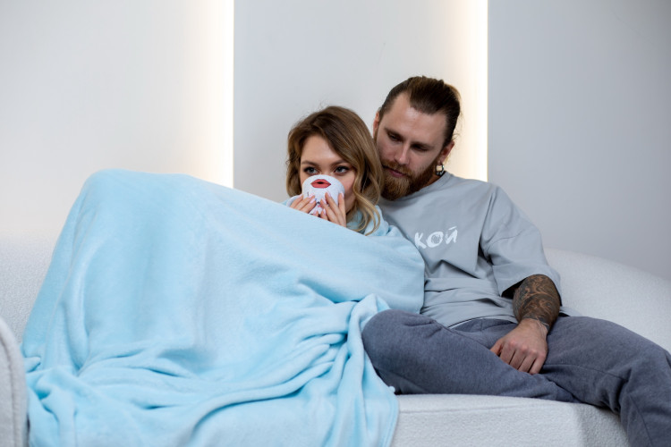 Плед голубой